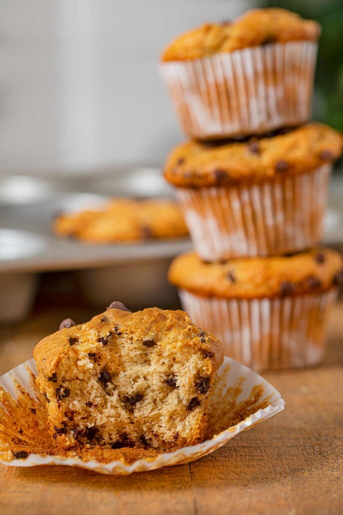 Chocolate Chip Muffin with bite removed