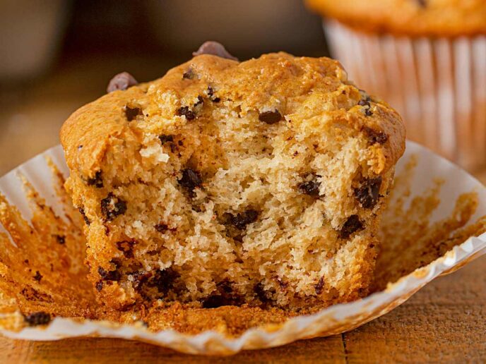close-up of Chocolate Chip Muffin