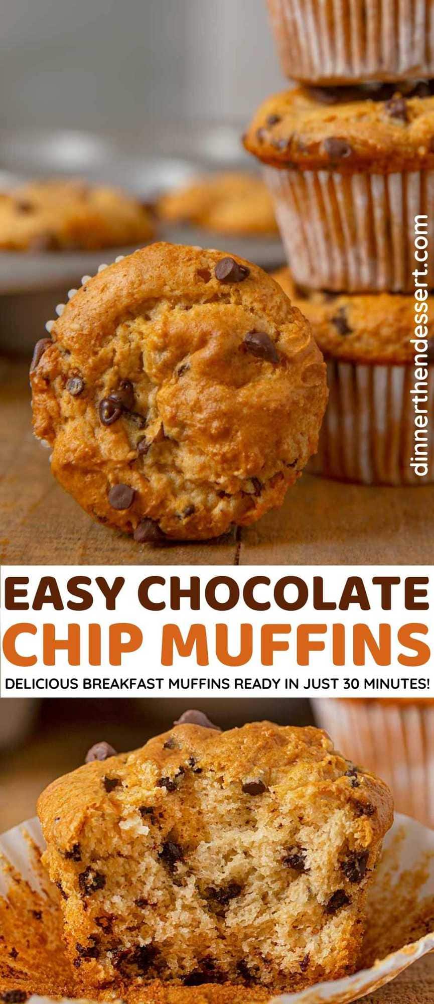 Chocolate Chip Muffins collage
