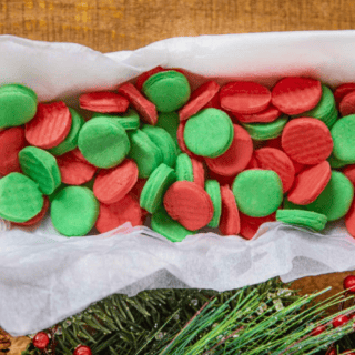 Candies in box with parchment paper