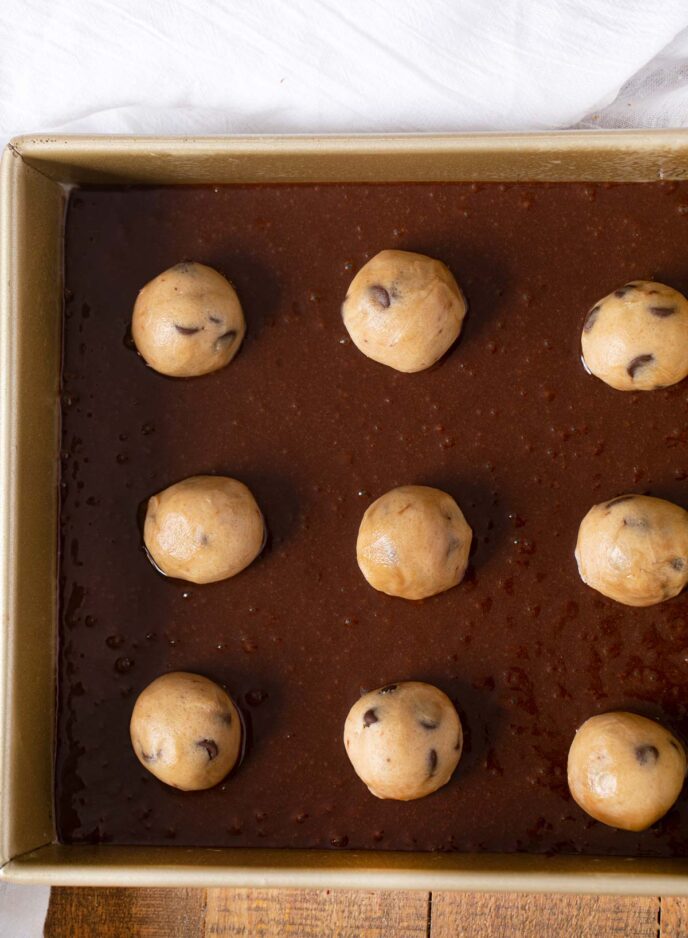 Domino's Cookie Brownie Copycat batter in pan