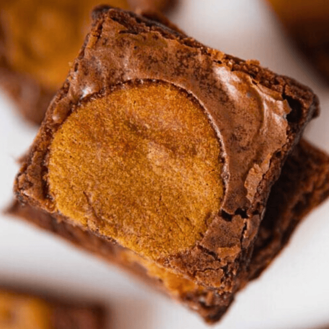 Aerial view of cookie brownie stack