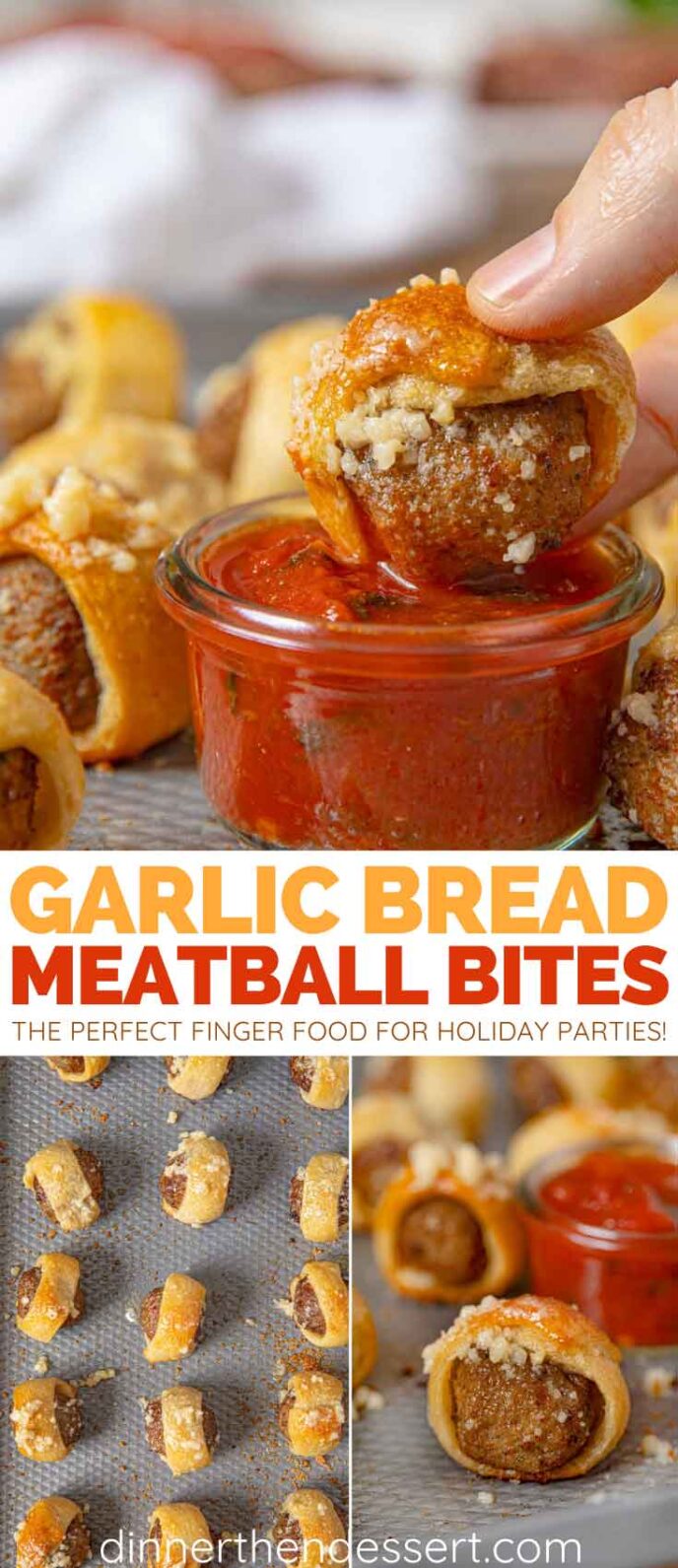 Garlic Pastry Dough Meatball Bites collage