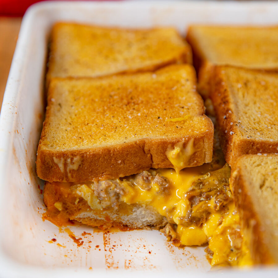 Easy Oven Bacon Cheddar Scrambled Eggs Recipe - Dinner, then Dessert