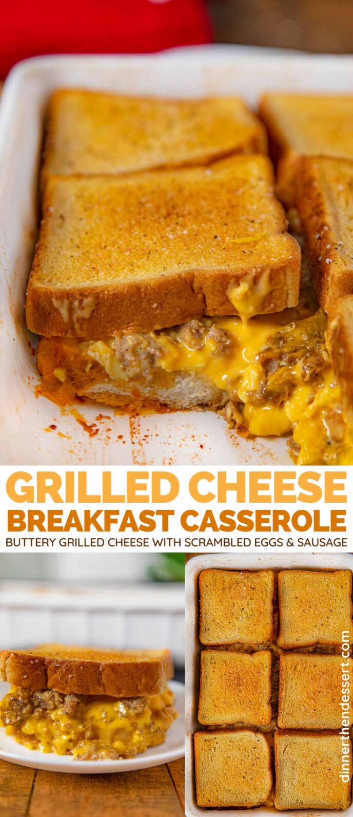 Grilled Cheese Breakfast Casserole collage