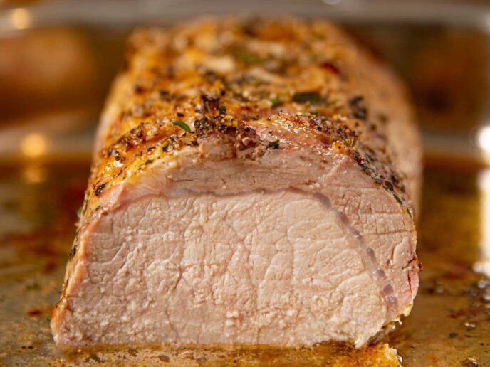 Herb Butter Boneless Pork Loin Roast Slice