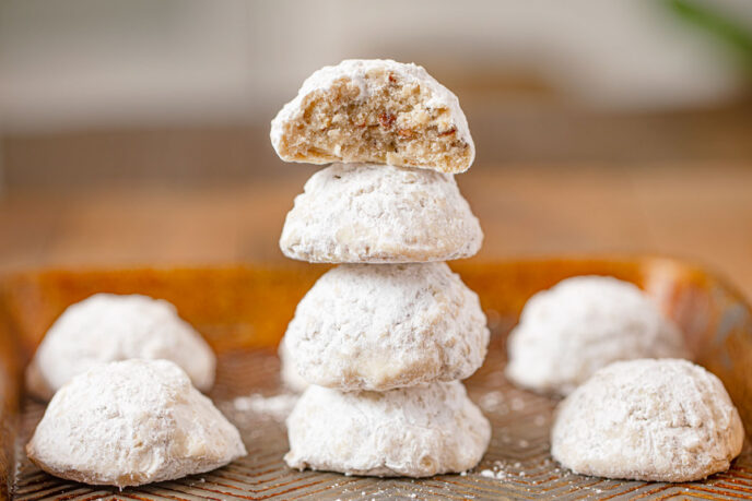 Italian Wedding Cookies in mini stack