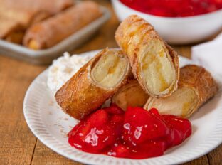 Strawberry Glaze with Cheesecake Egg Roll