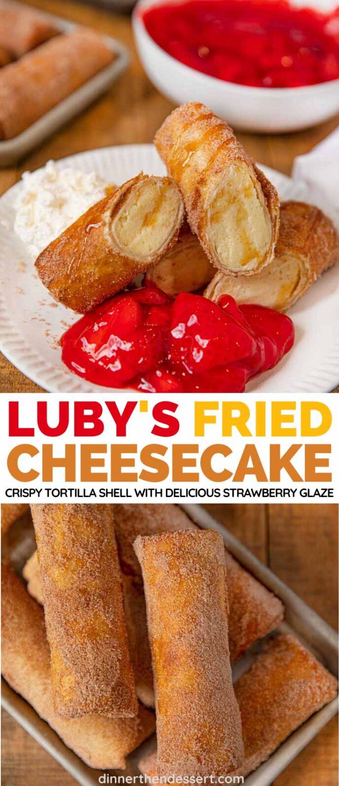 Luby's Fried Cheesecake collage