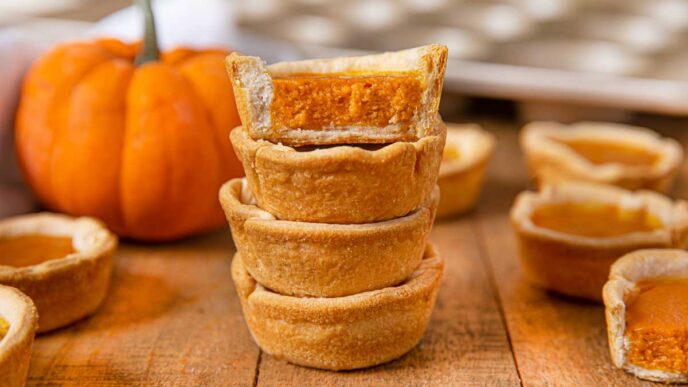 Mini Pumpkin Pies on cutting board