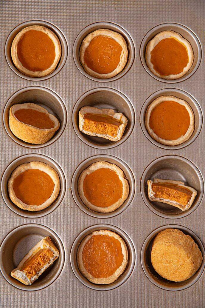 Mini Pumpkin Pies in muffin tin