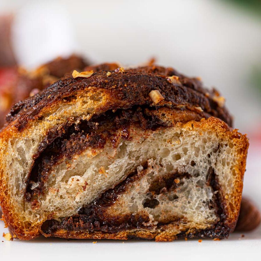Nutella Swirl Bread with Crushed Hazelnuts