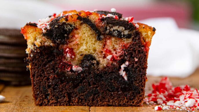 Oreo Peppermint Bark Bread close up