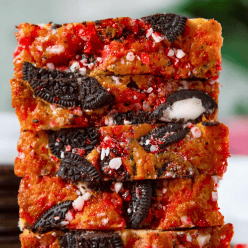 stack of minty bread with cookies and cream