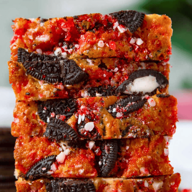 stack of minty bread with cookies and cream