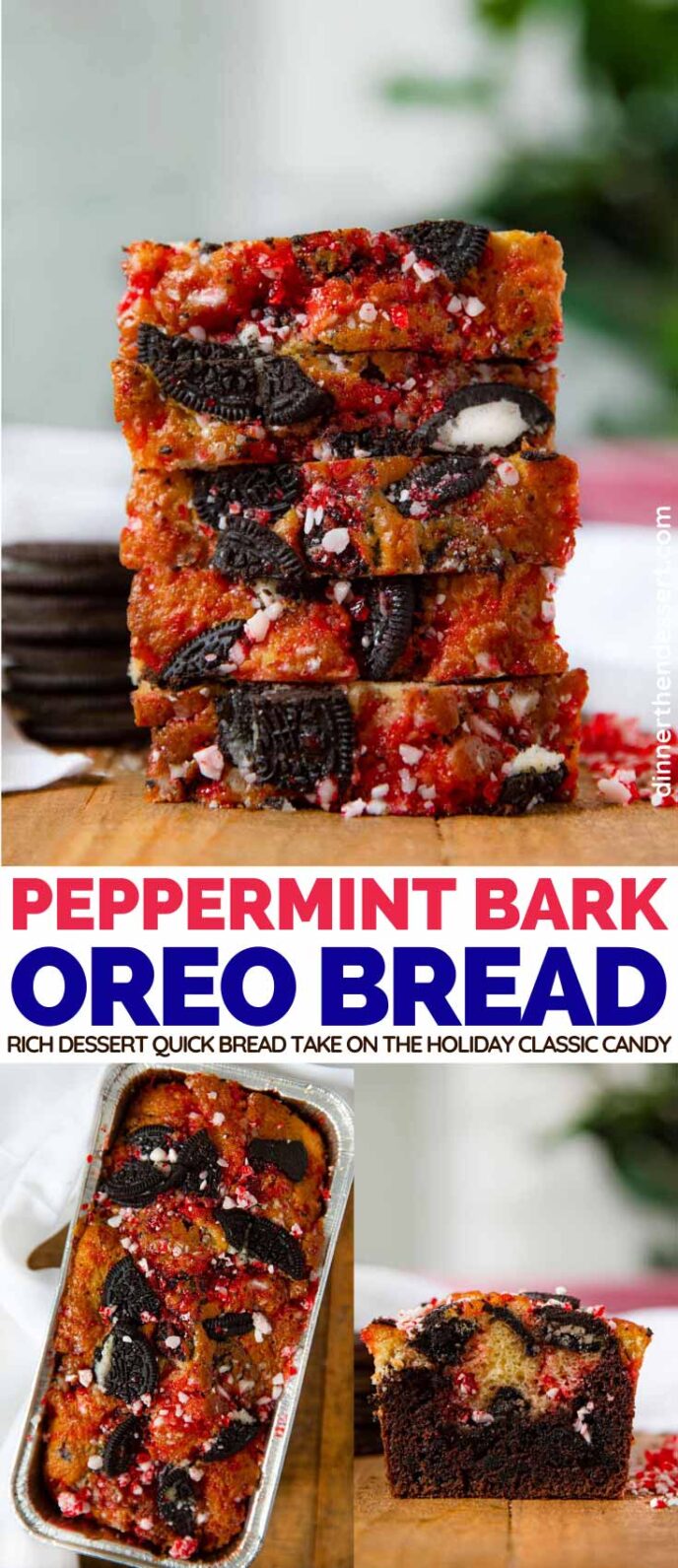 Peppermint Bark Oreo Bread collage