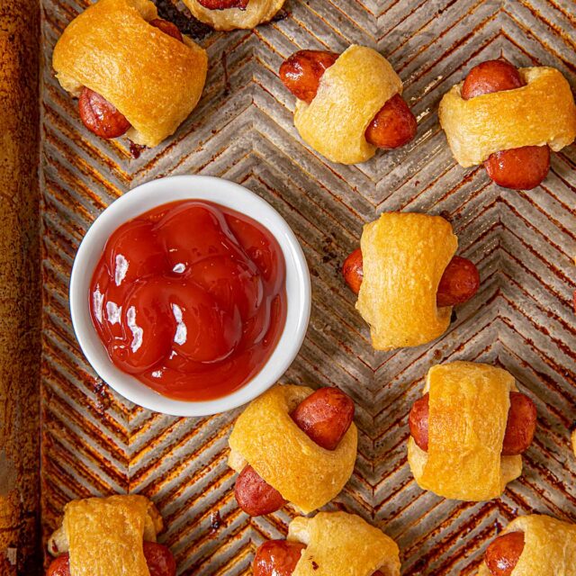 Tray full of Pigs in a blanket
