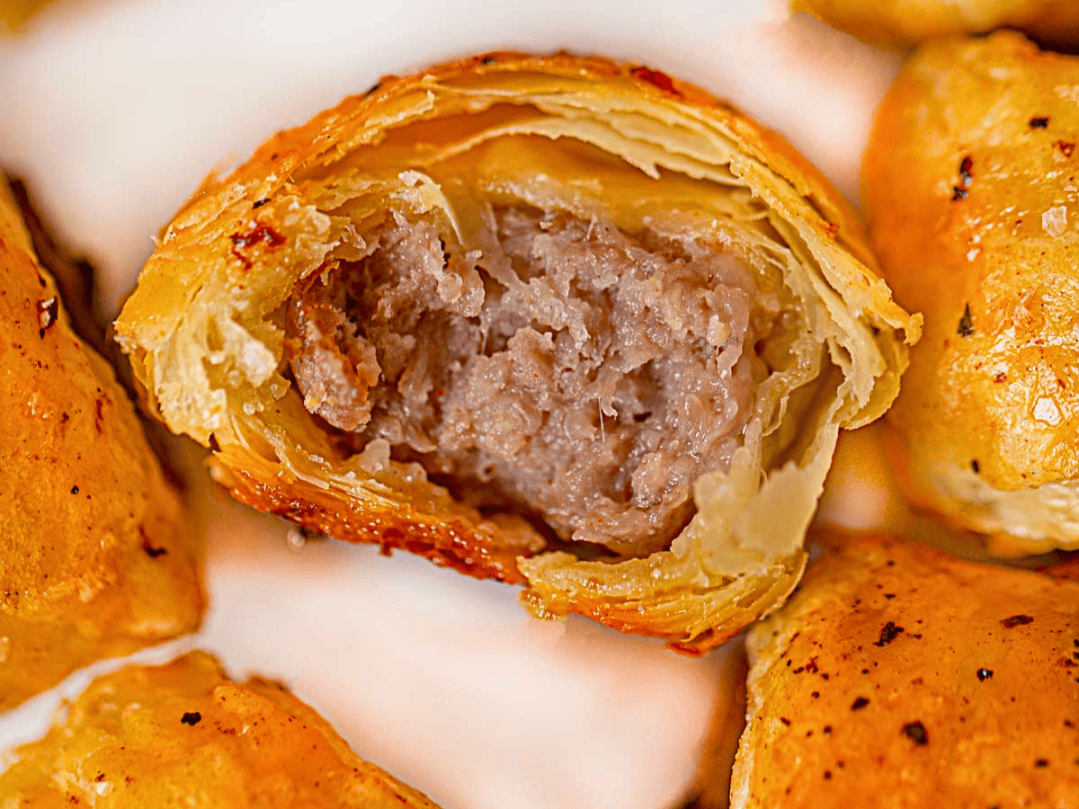 cooked pork wrapped in pasty
