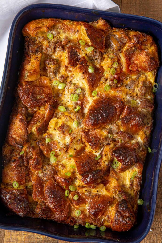 Sausage Breakfast Croissant Casserole Recipe - Dinner, then Dessert