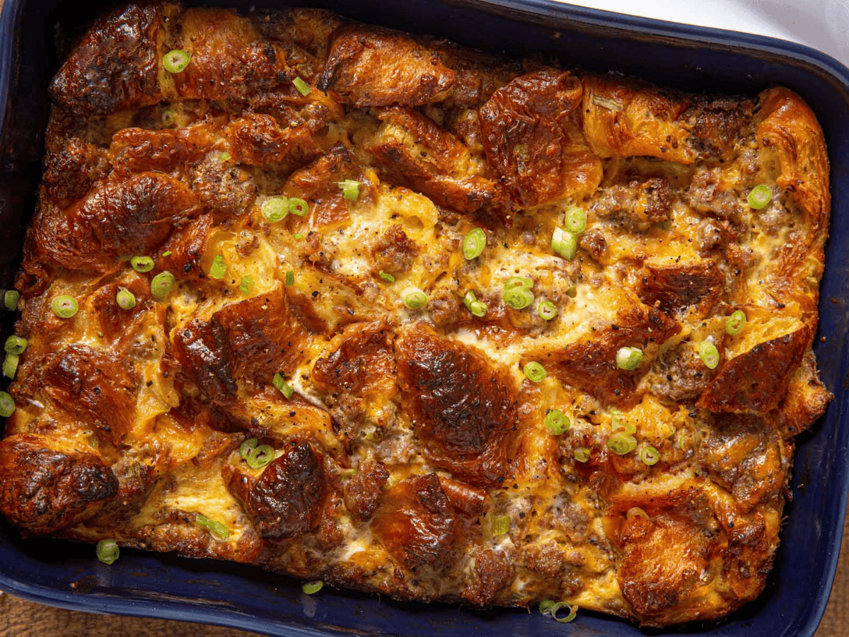 Top view of baked dish 
