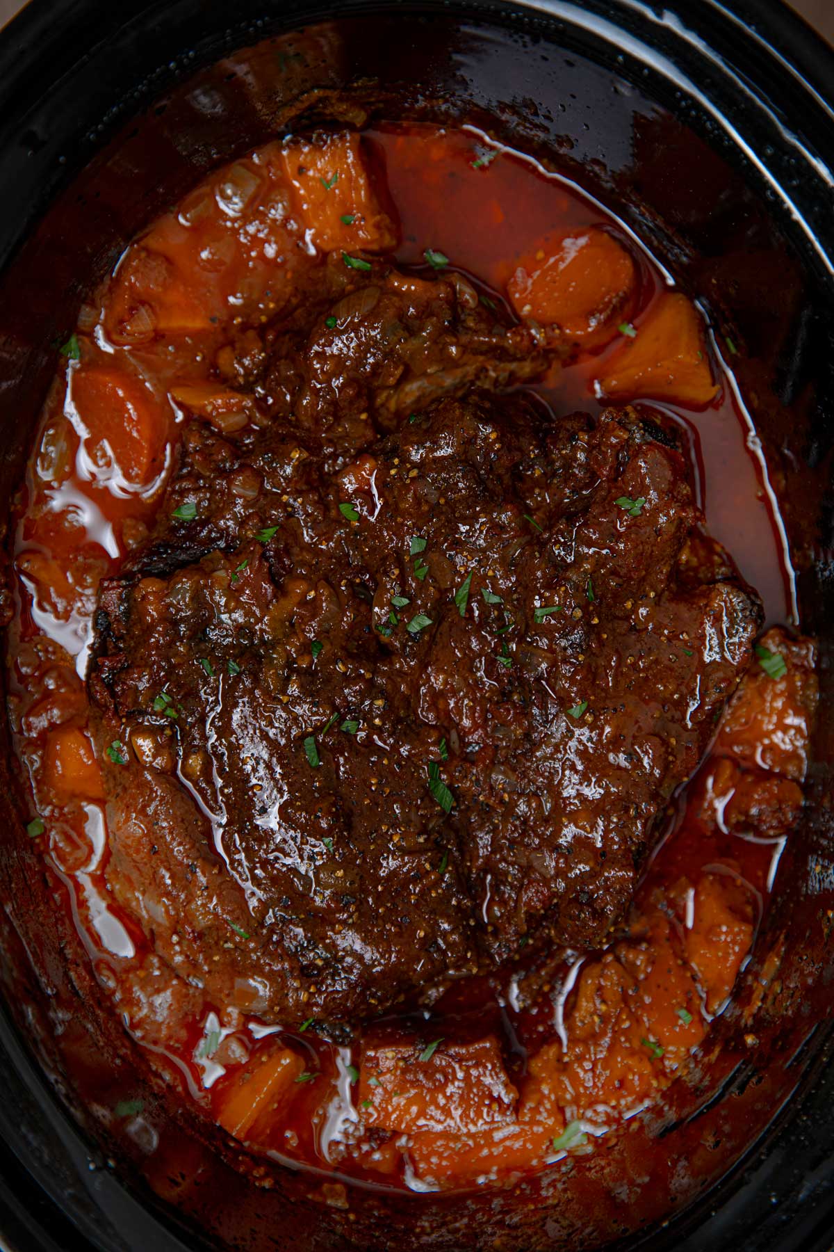 finished roast in crockpot