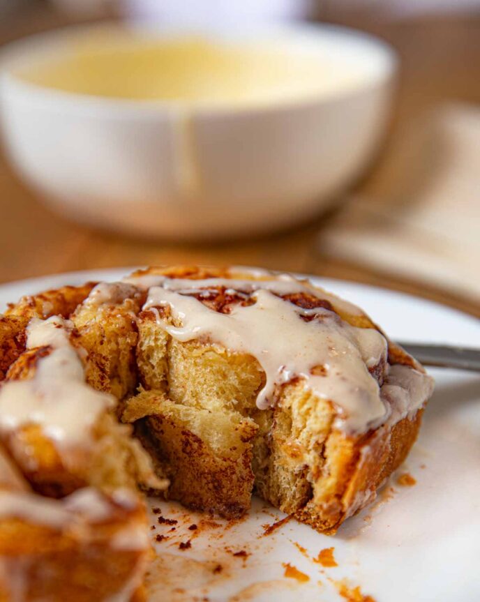 Crockpot Cinnamon Roll on plate