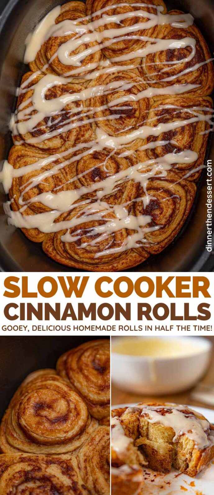 Slow Cooker Cinnamon Rolls collage