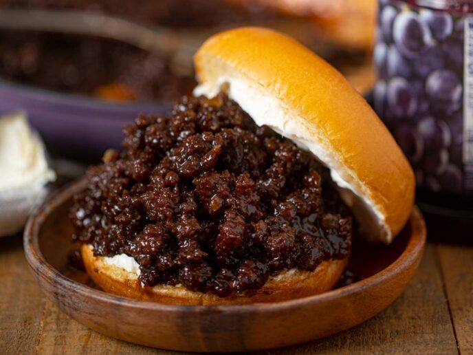 BBQ Grape Sloppy Joes on plate