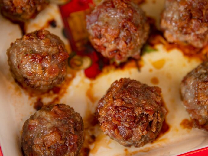 Bacon Meatballs on baking dish