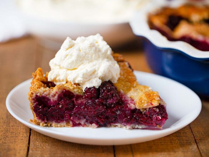 Blackberry Pie slice on plate