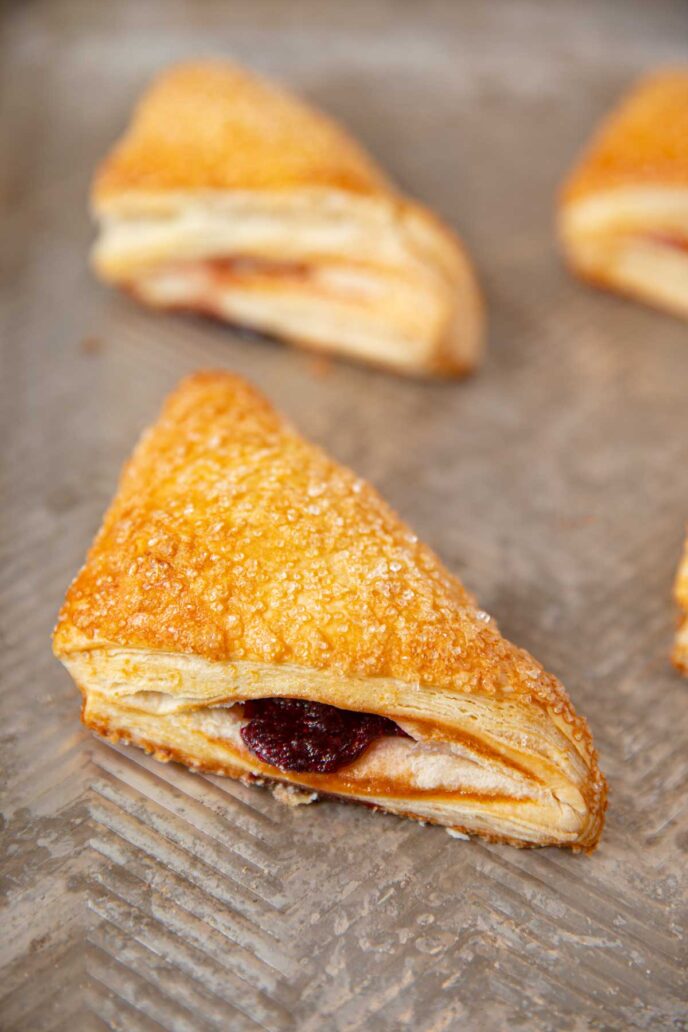 Top down picture of cherry turnovers