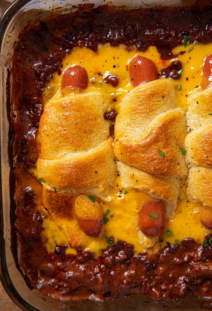 Chili Cheese Dog Casserole Recipe - Dinner, then Dessert