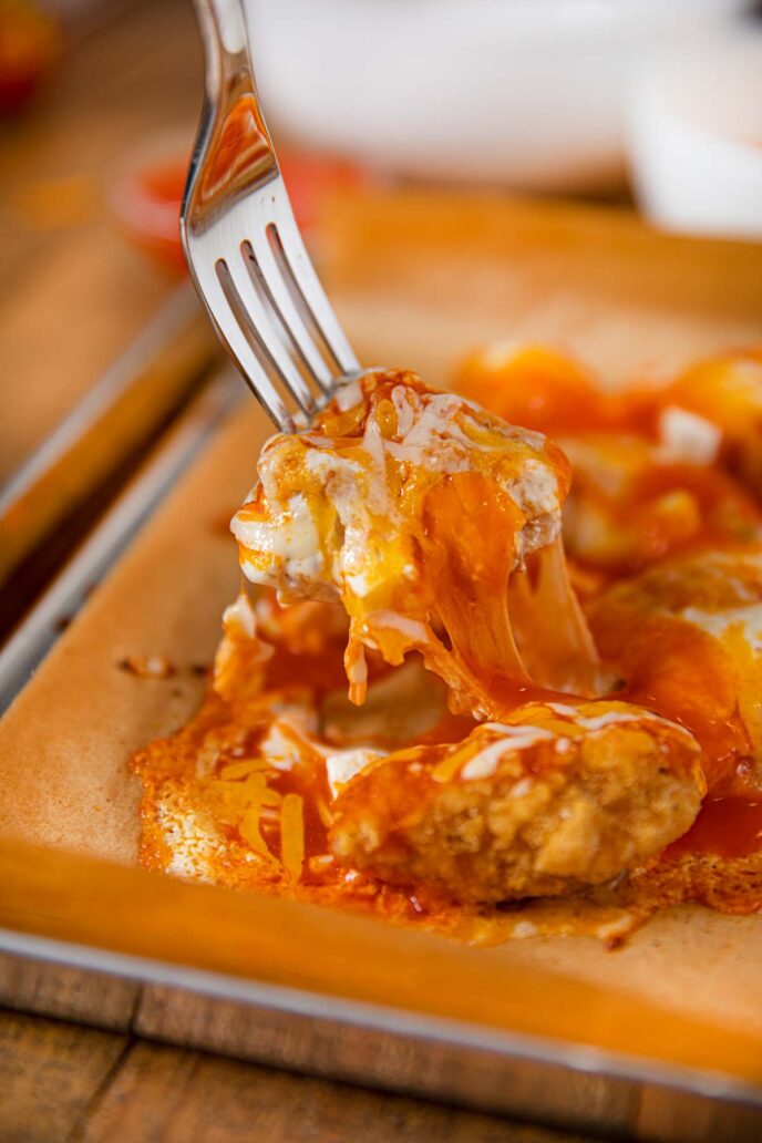 Domino's Hot Buffalo Chicken on fork