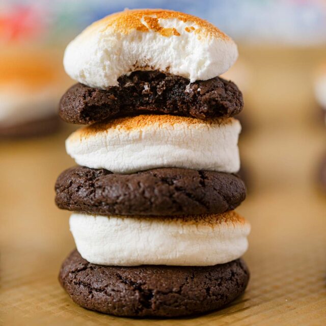 Hot Chocolate Cookies in stack