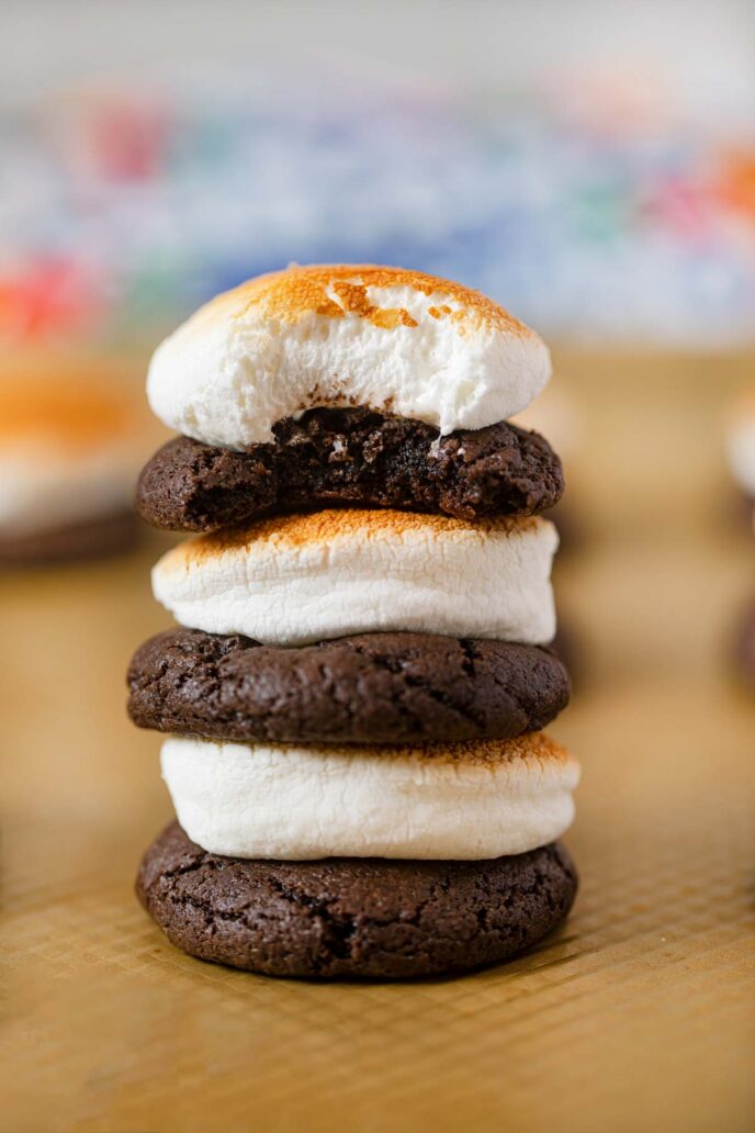 Hot Chocolate Cookies in stack
