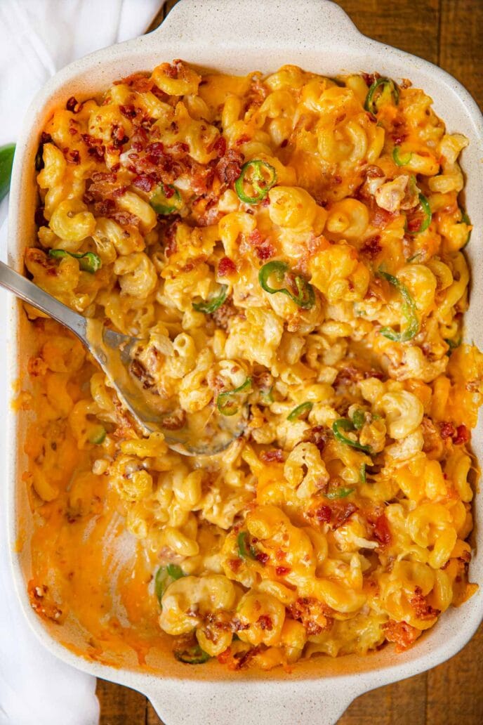 mac and cheese in a baking dish 
