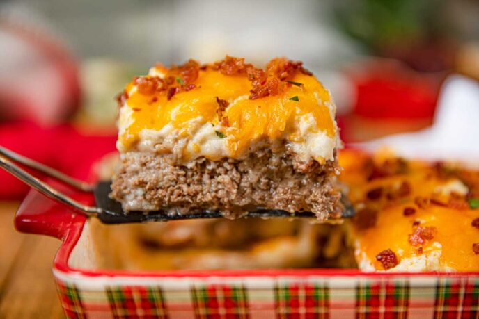 Loaded Meatloaf Casserole with Mashed Potatoes