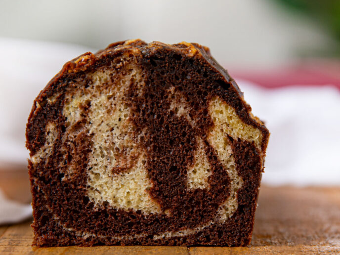 Chocolate Marble Loaf Cake Slice