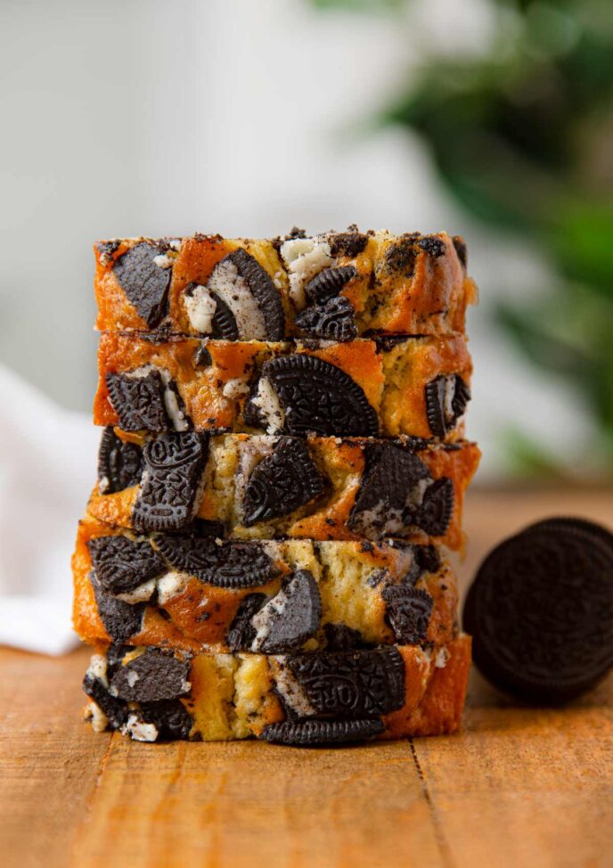 Oreo Bread in a stack