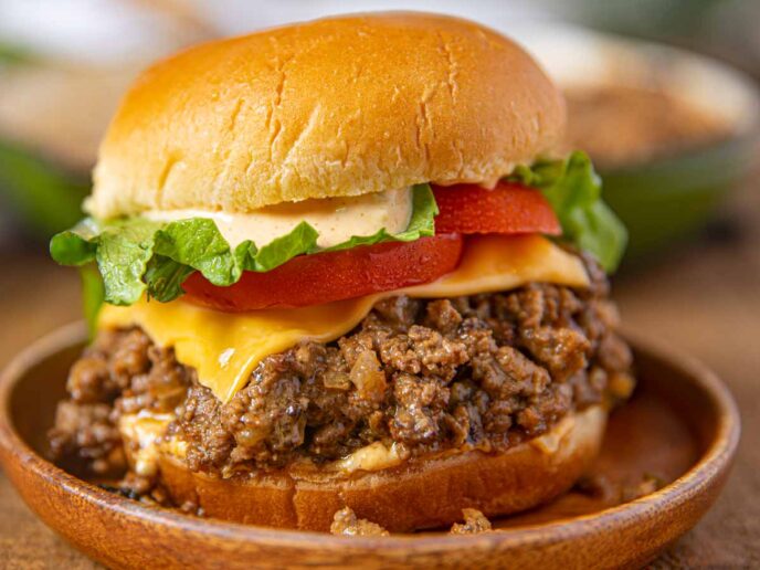 Shake Shack Sloppy Joes sandwich on plate