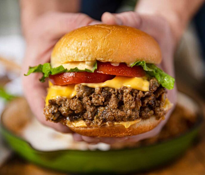 Shake Shack Sloppy Joes sandwich close up