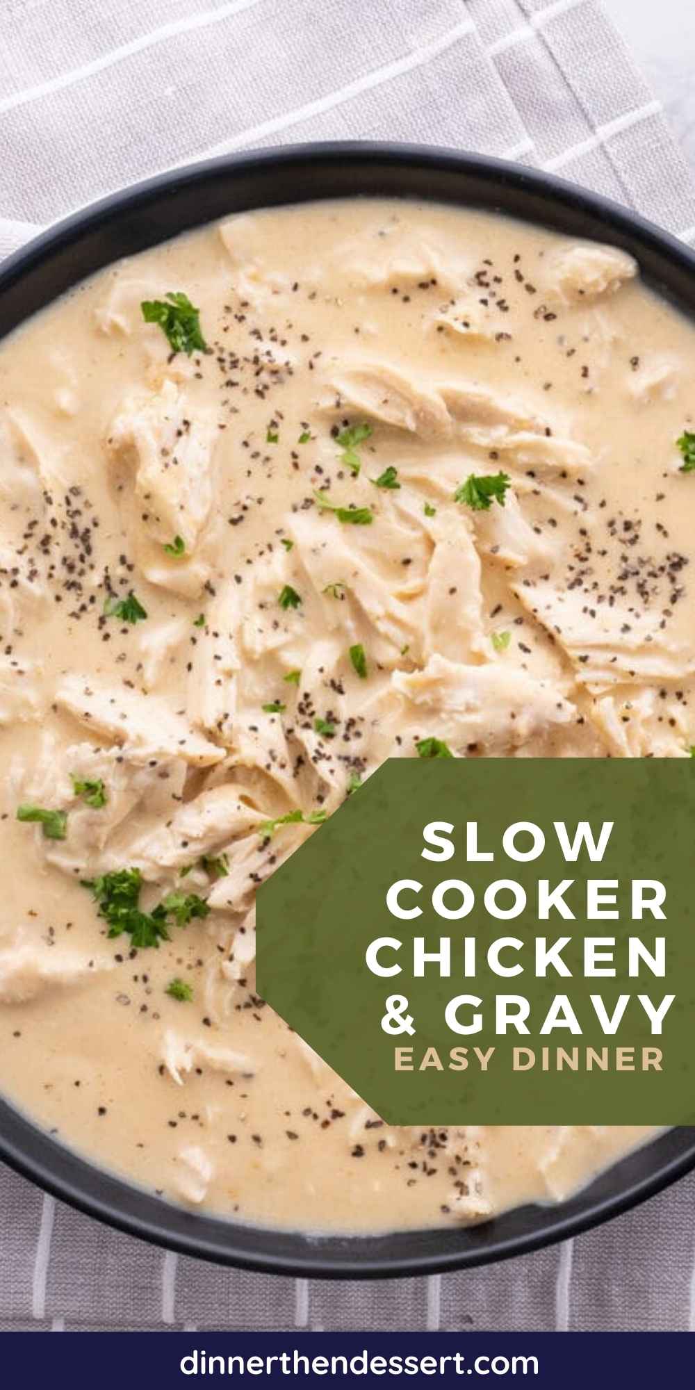 Bowl of cooked chicken and gravy.