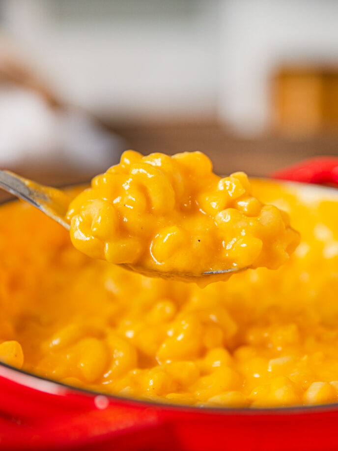 Stouffer's Mac and Cheese on large spoon