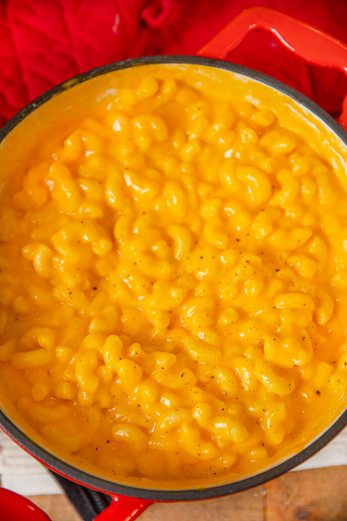 Red Pot of Stouffer's Mac and Cheese