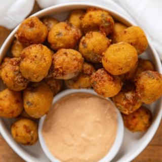 bowl of bites with sauce