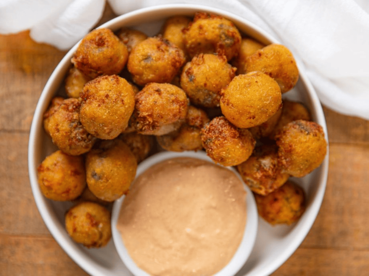 bowl of bites with sauce 