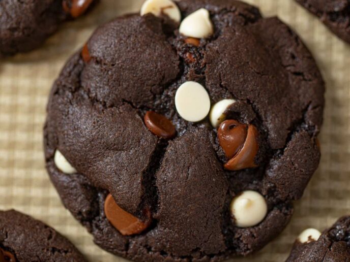 Triple Chocolate Cookies up close