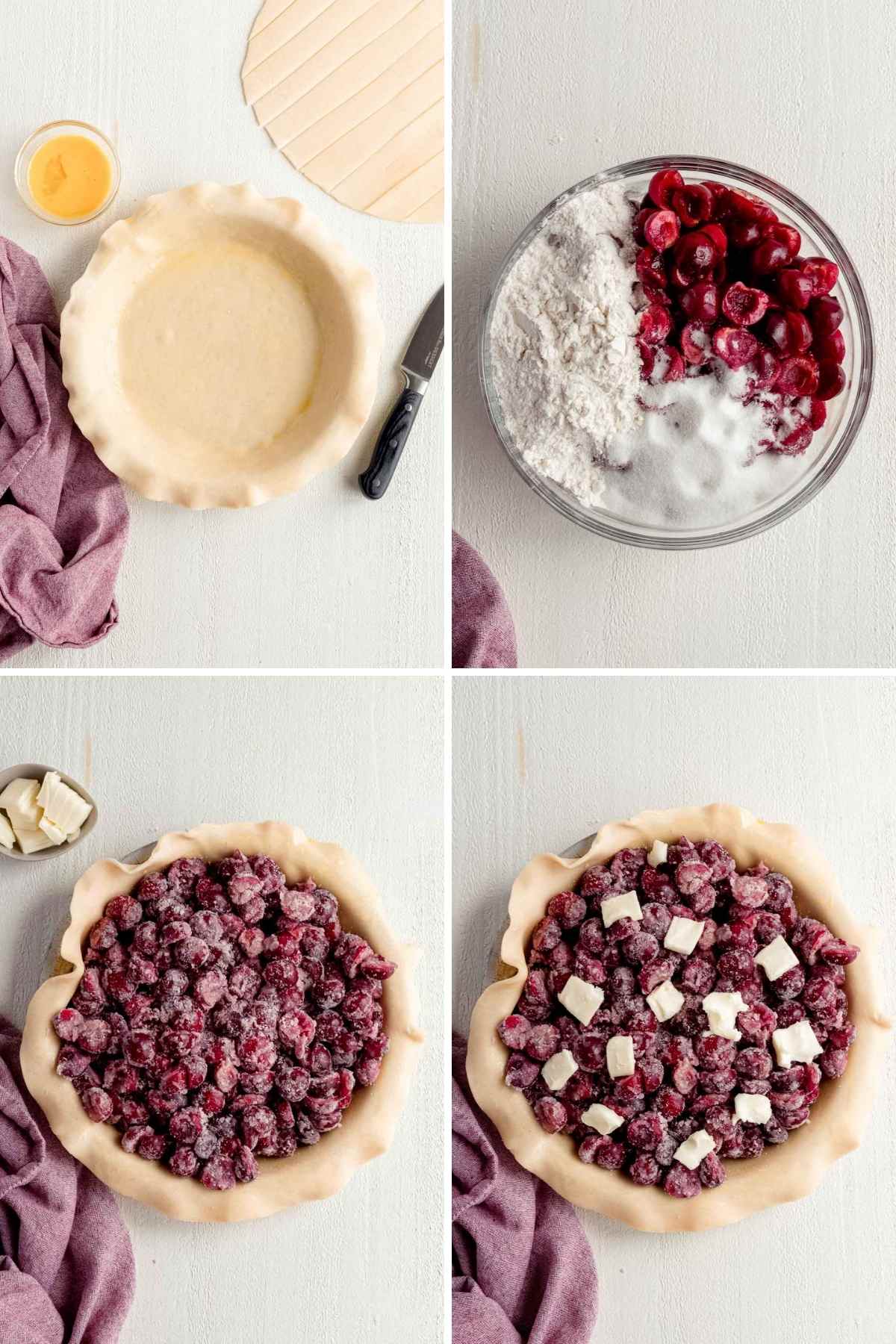 Collage of Cherry Pie filling steps