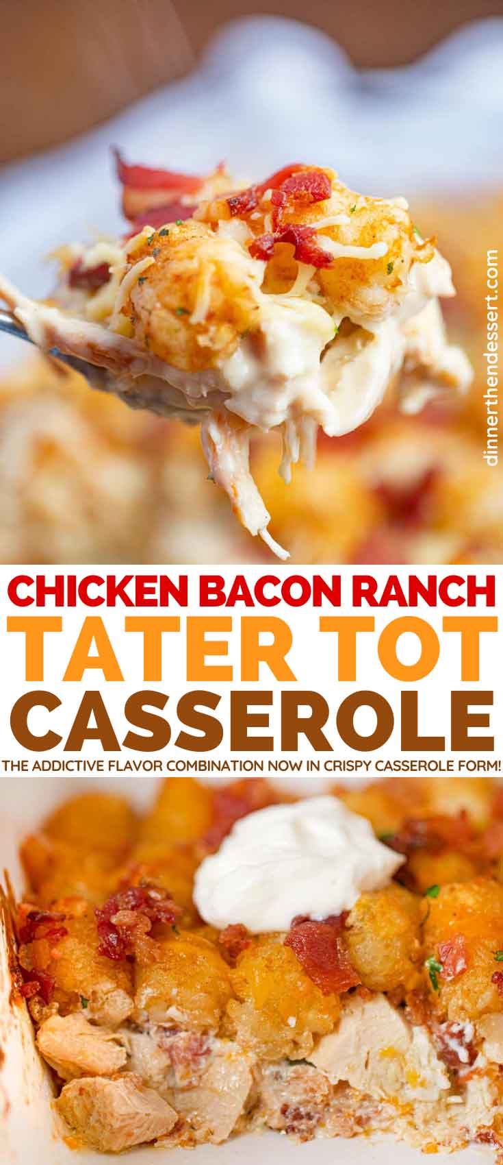 Easy Crock Pot Chicken Bacon Ranch Tater Tot Casserole - Suburban Simplicity