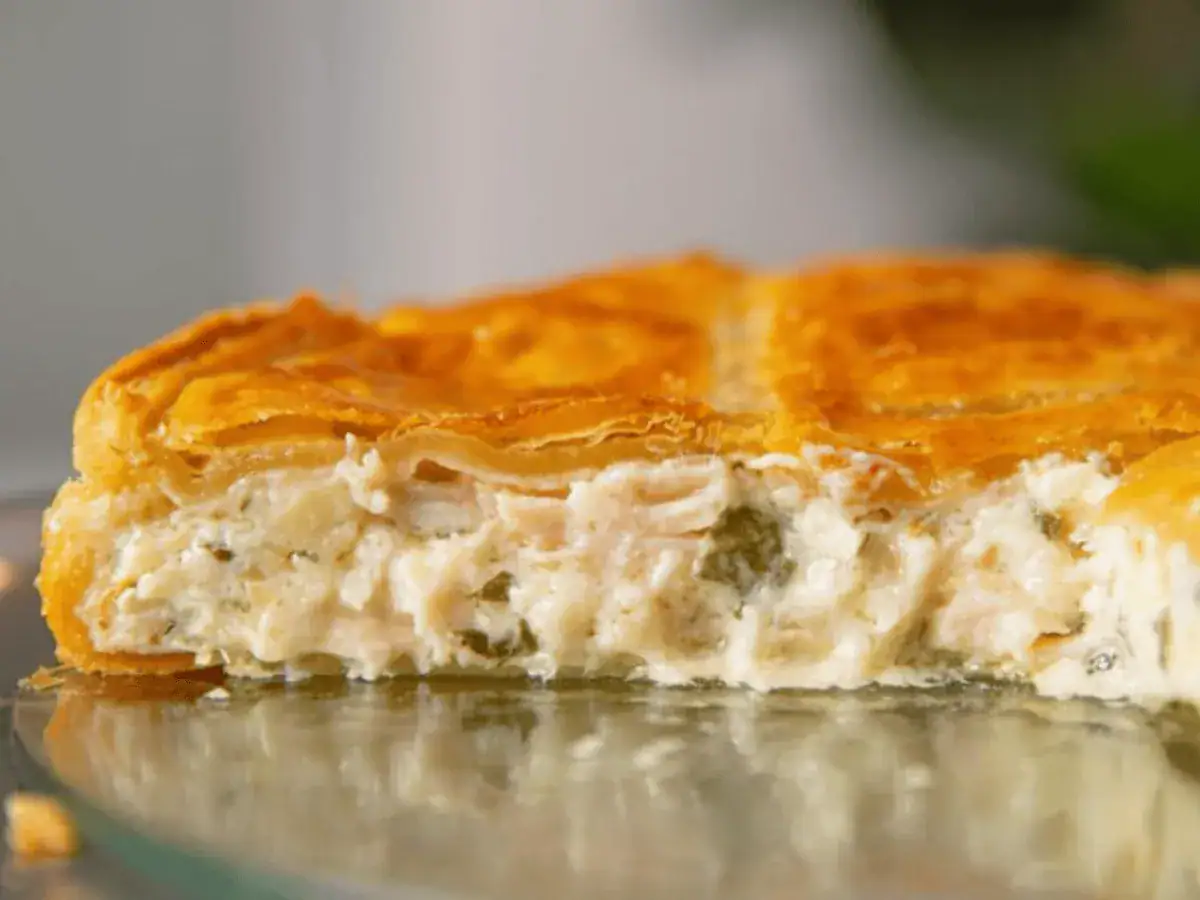 chicken pie with slice removed